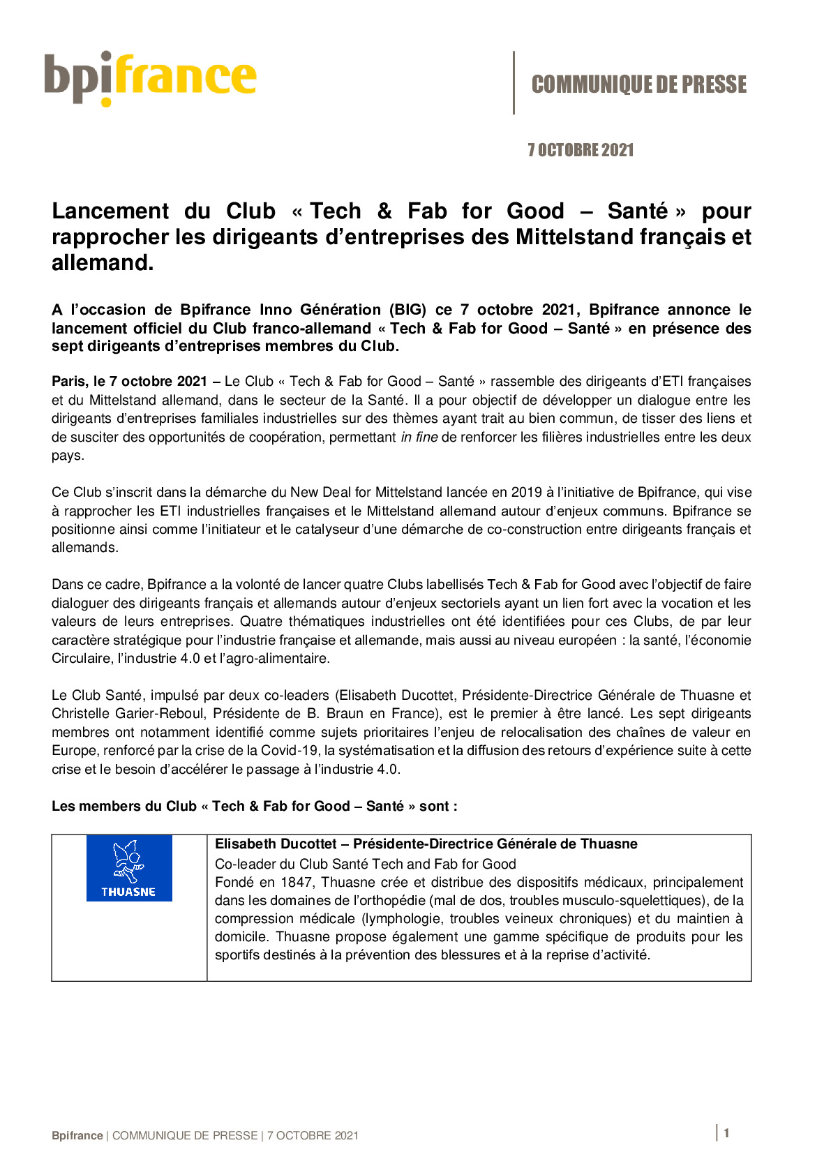 2021 10 07 – CP Bpifrance – Lancement du club franco-allemand TechFab For Good Sante-pdf