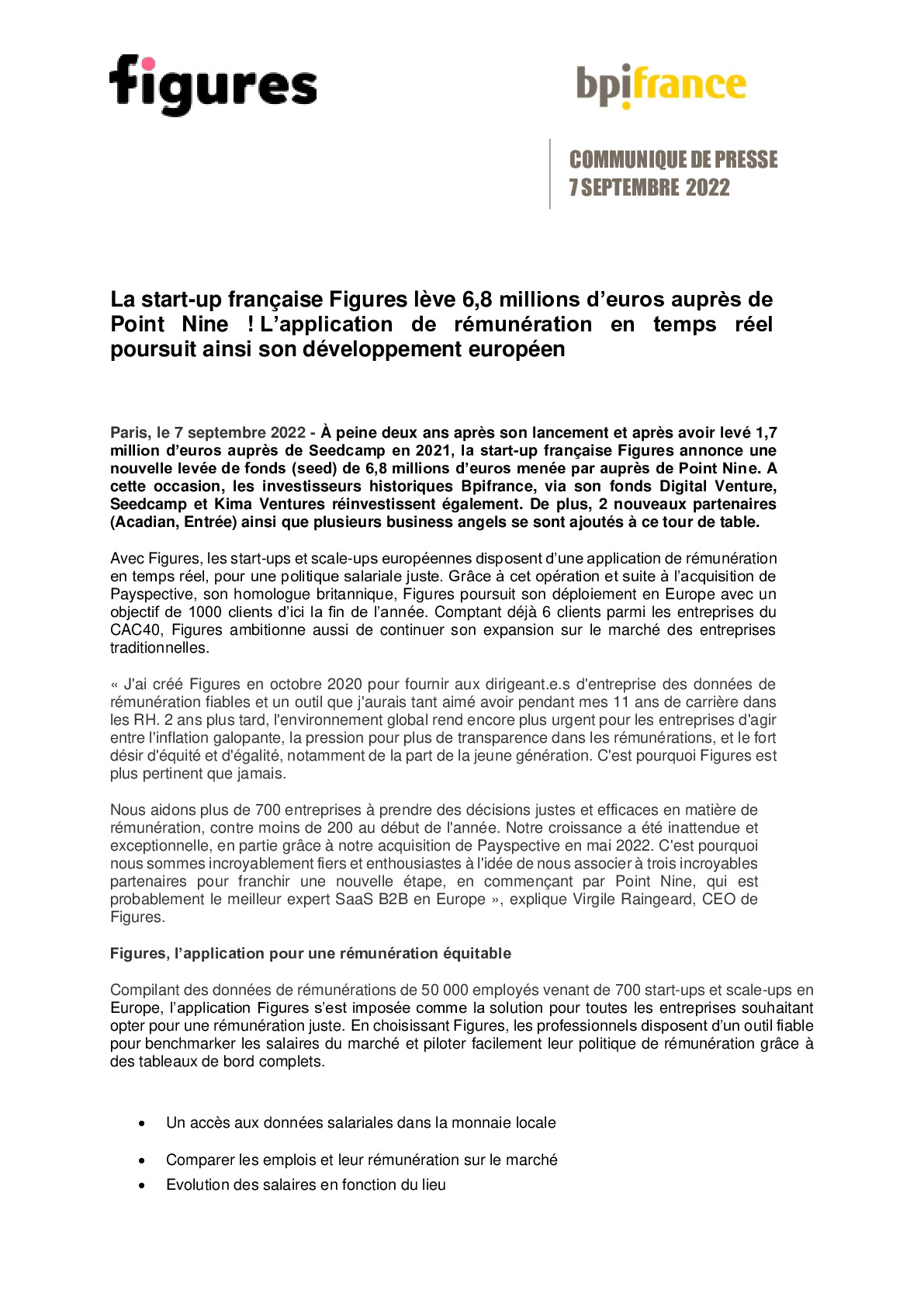 2022 09 07 – CP La start-up francaise Figures leve 68 millions deuros aupres de Point Nine-pdf