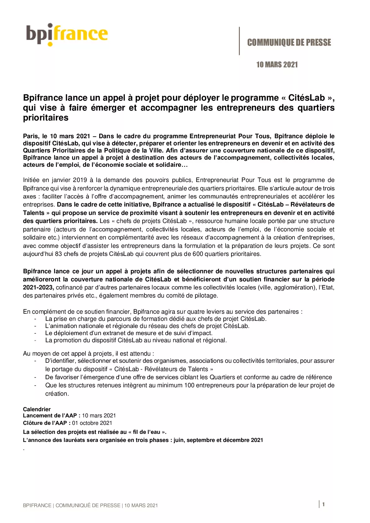 2021 03 10 – CP Bpifrance – Lancement AAP National Citeslab-pdf