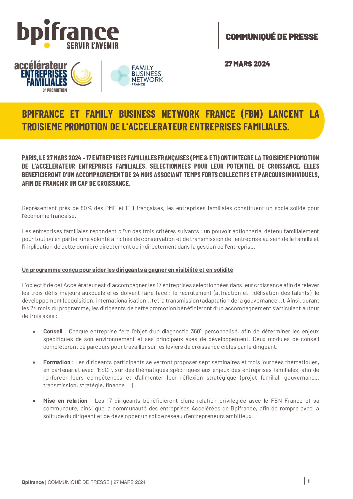 Bpifrance et Family Business Network France (FBN) lancent la troisième promotion de l’Accélérateur Entreprises Familiales.-pdf