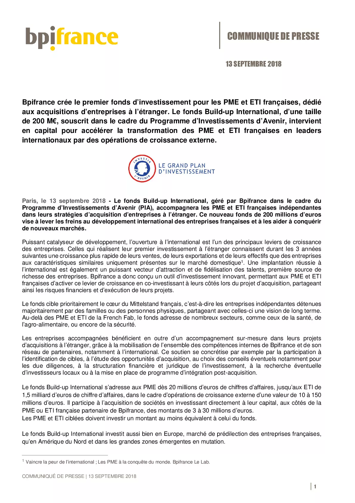 2018 09 13 CP Bpifrance – Lancement du fonds Build-up International-pdf