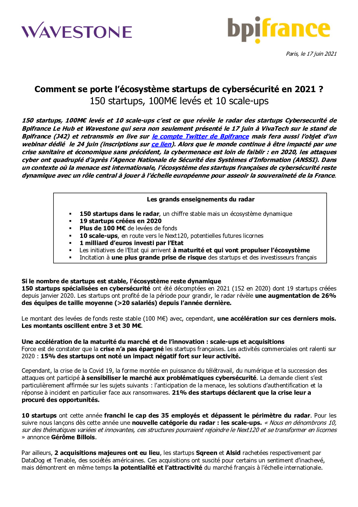 2021 06 17 – CP Wavestone Bpifrance – Radar Startups Cybersecurite 2021-pdf