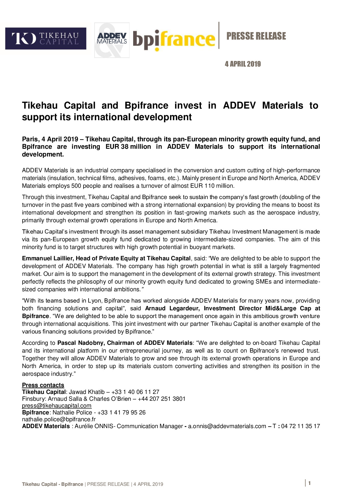 2019 04 01 PR Tikehau Bpifrance – Addev Materials-pdf