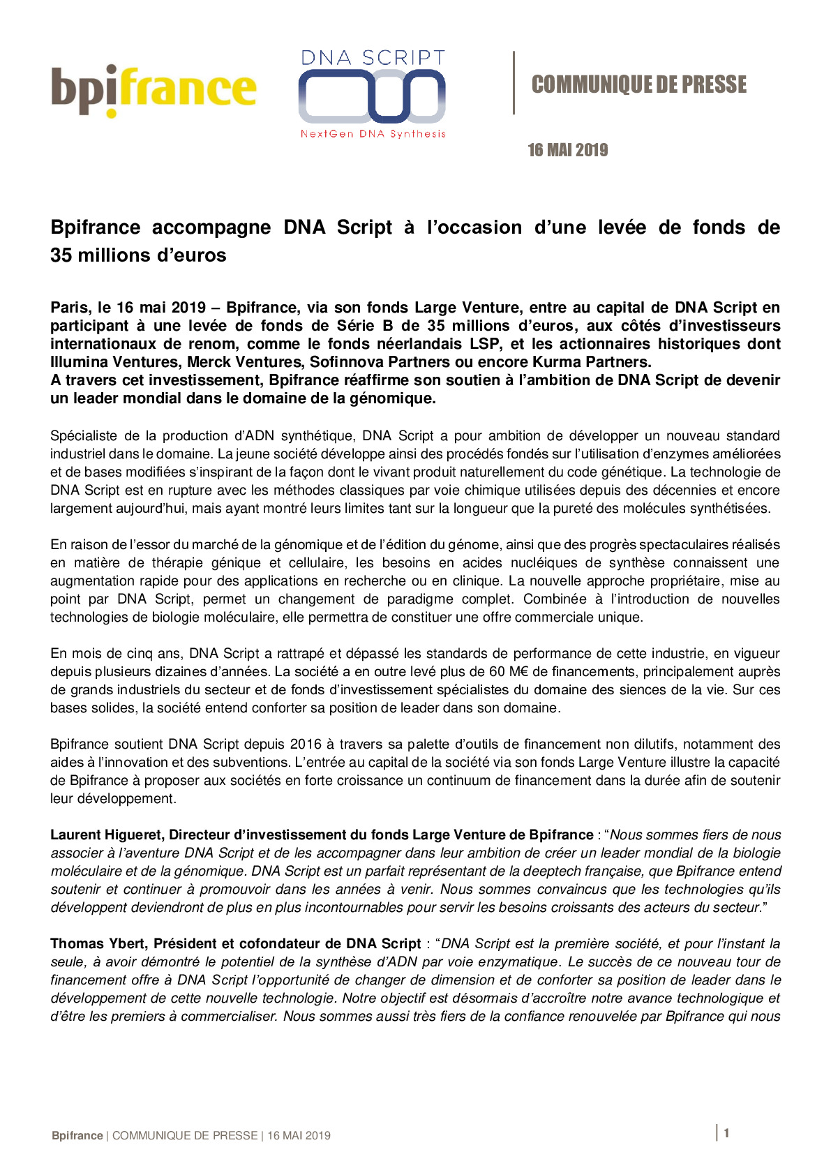 2019 04 16 – DNA Script Bpifrance Large Venture -pdf