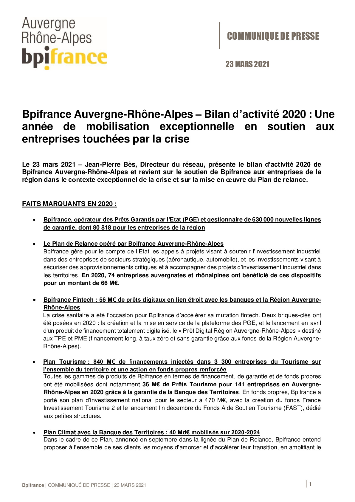 2021 03 23 – CP – Bpifrance Bilan dactivite 2020 Bpifrance AURA-pdf