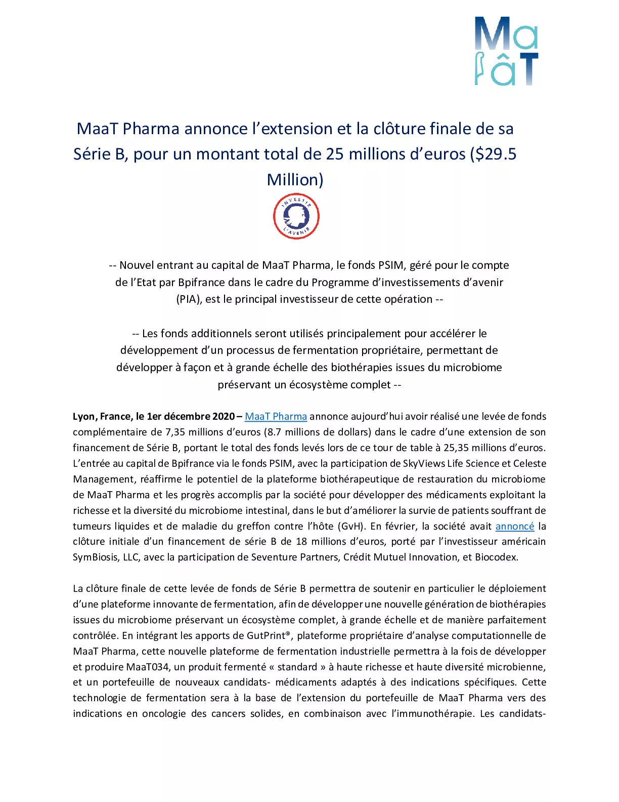 2020 12 01 MaaT Pharma Serie B Top Up FR-pdf