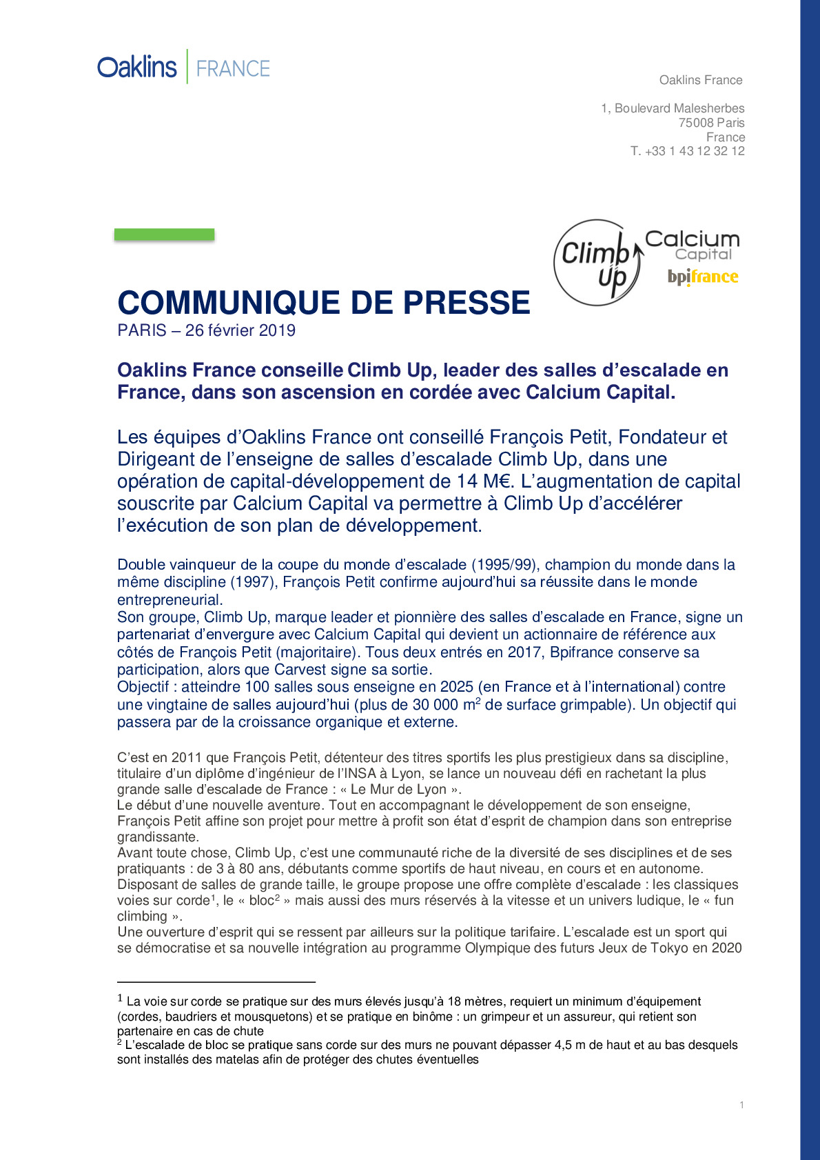2019 02 26 – CP Climb Up poursuit son ascension avec Calcium Capital et Bpifrance-pdf