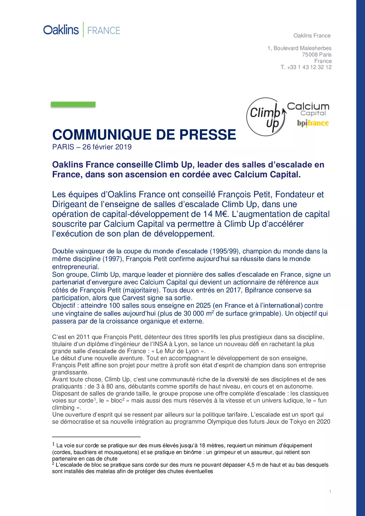 2019 02 26 – CP Climb Up poursuit son ascension avec Calcium Capital et Bpifrance-pdf