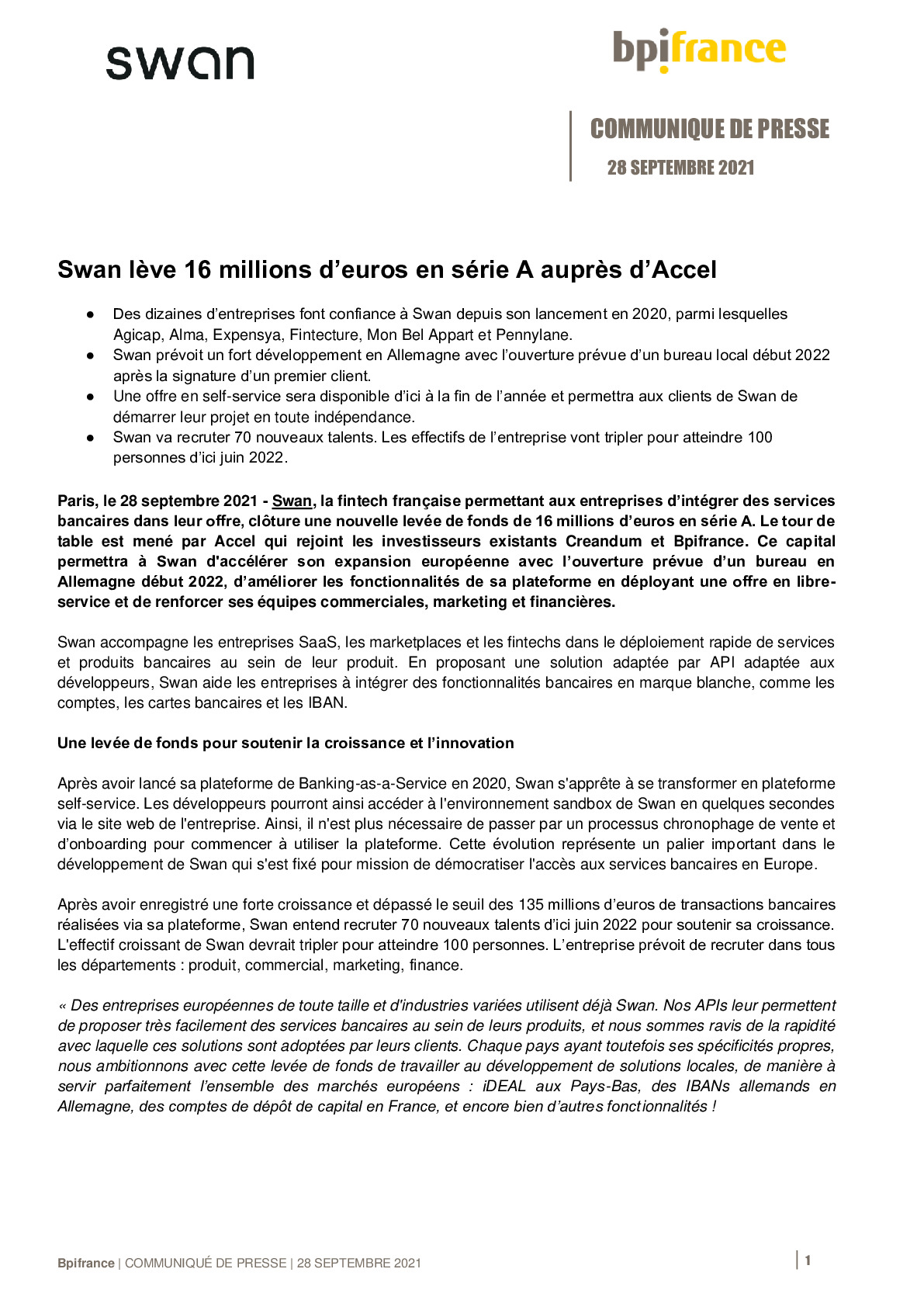 2021 09 28 – CP Swan leve 16 millions deuros en serie A aupres dAccel-pdf