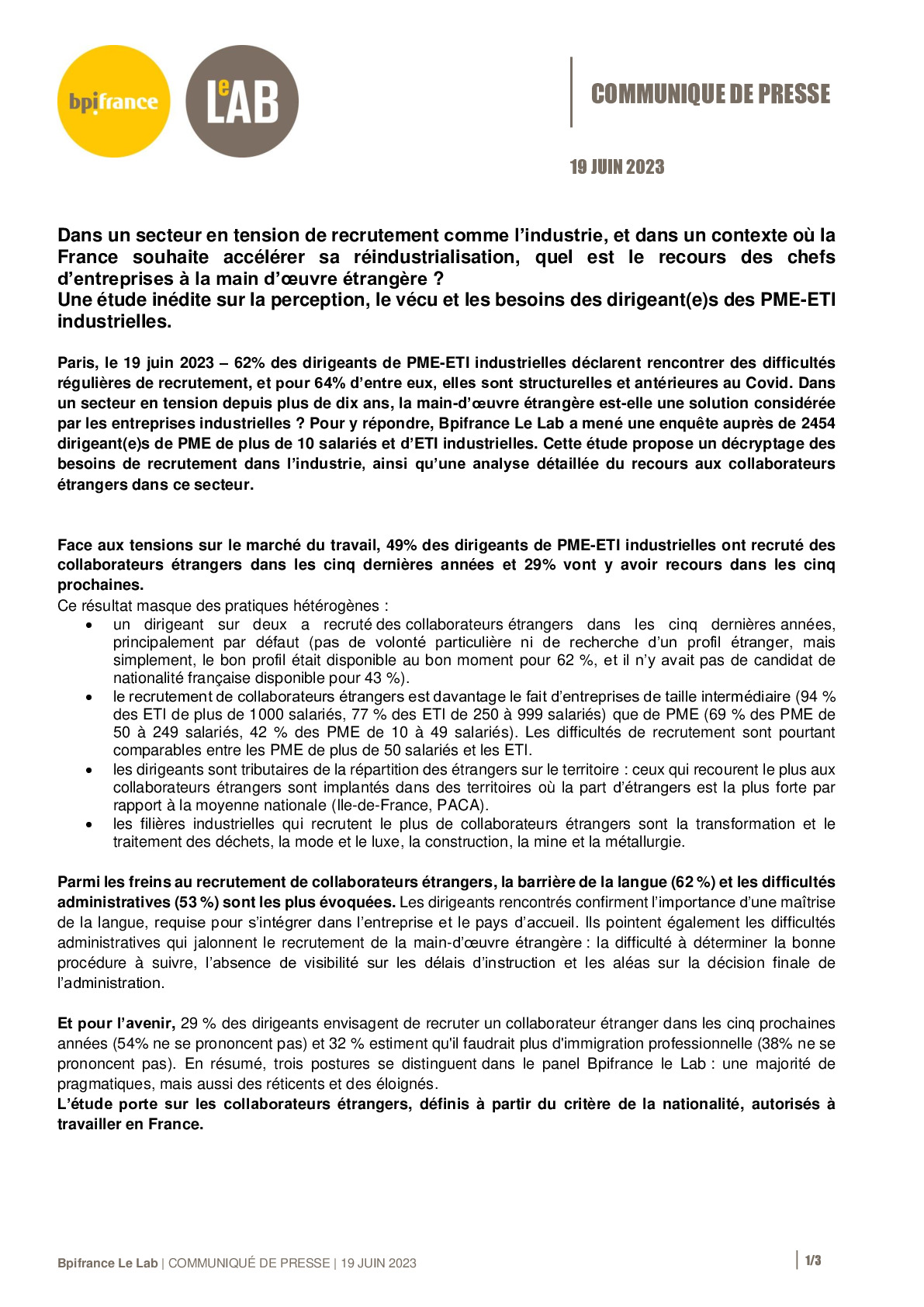 2023 06 19 – CP Bpifrance Le Lab – Collaborateurs étrangers PME ETI industrielles-pdf