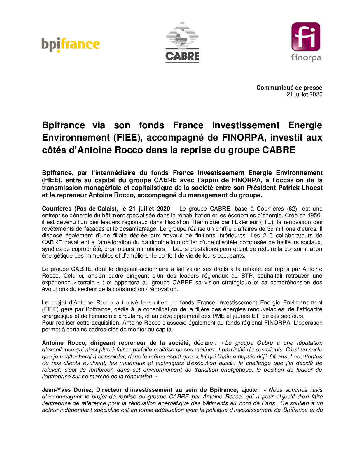 2020 07 21 – Communique de presse Groupe CABRE – Bpifrance V2-pdf