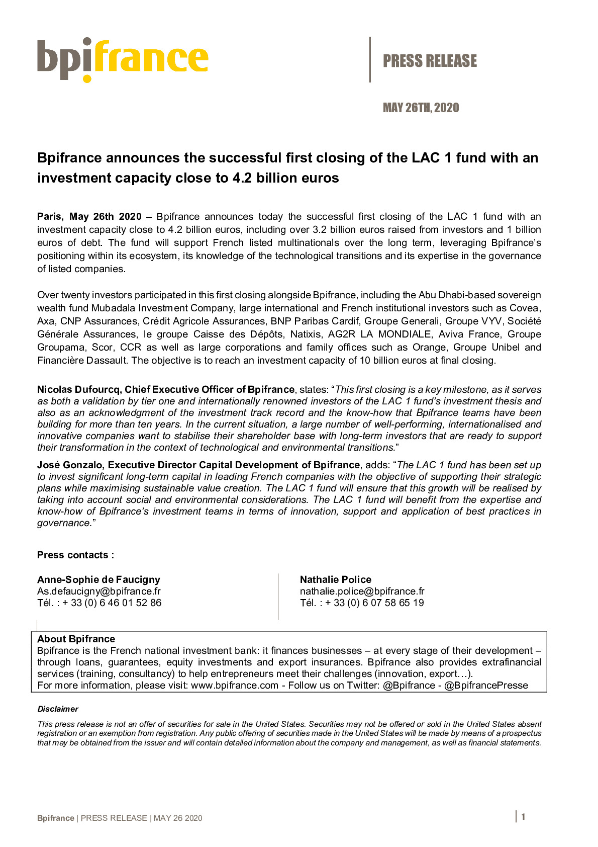 2020 05 26 – PR Bpifrance – First closing of the LAC 1 fund with an investment capacity close to 4-2 billion euros-pdf