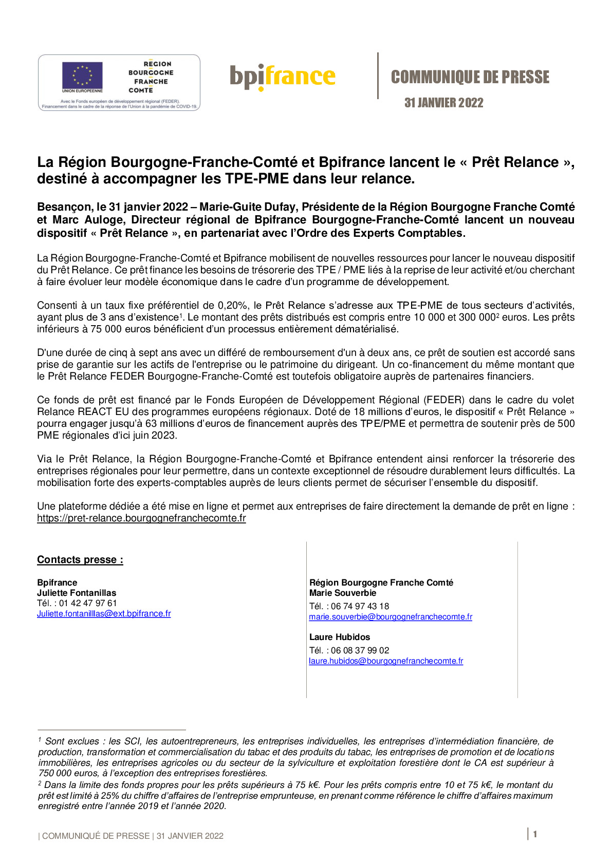 2022 01 31 – Bpifrance et la Region Bourgogne France Comte lancent le Pret Relance-pdf