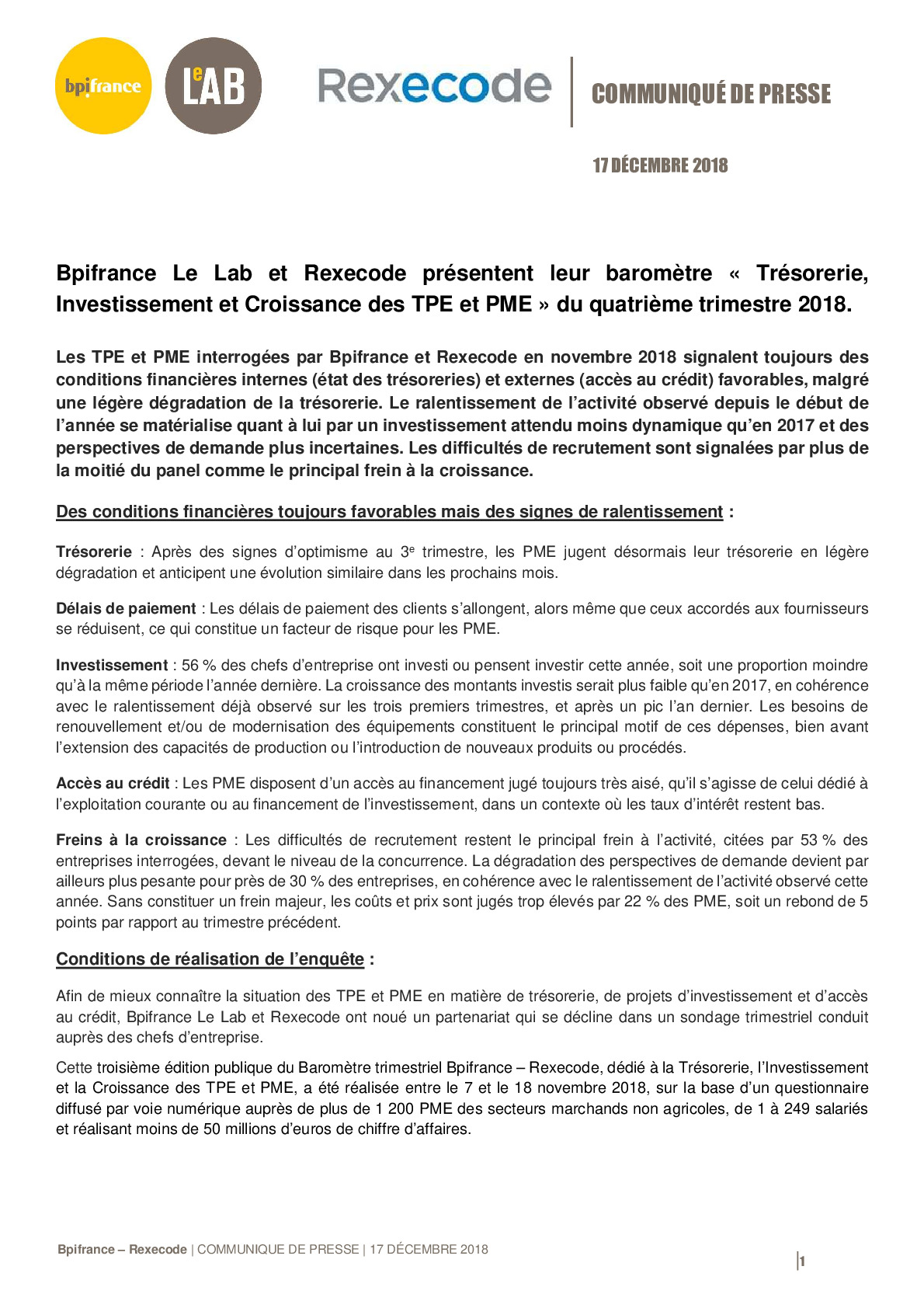 2018 12 17 Communique – BarometrePMEBpifranceRexecode-pdf