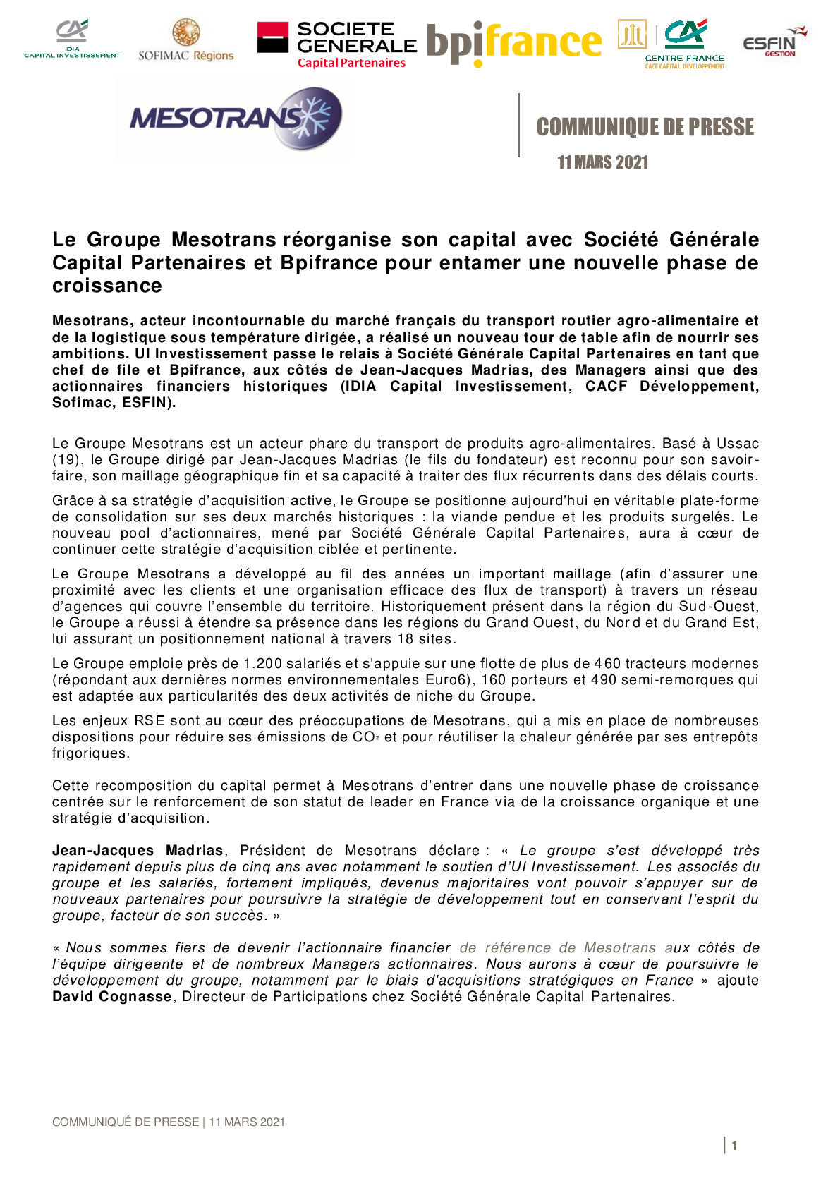 2021 03 11 – CP – Le Groupe Mesotrans reorganise son capital avec Societe Generale Capital Partenaires et Bpifrance pour entamer une nouvelle phase de croissance-pdf