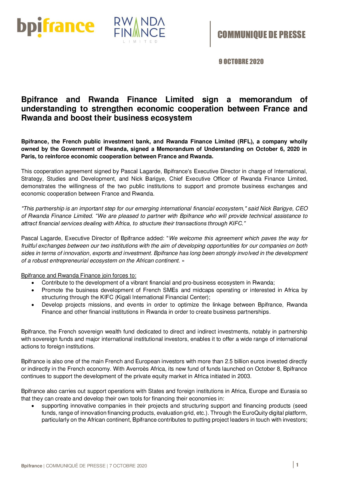 2020 10 09 – PR Bpifrance and Rwanda Finance Limited sign a memorandum of understanding-pdf