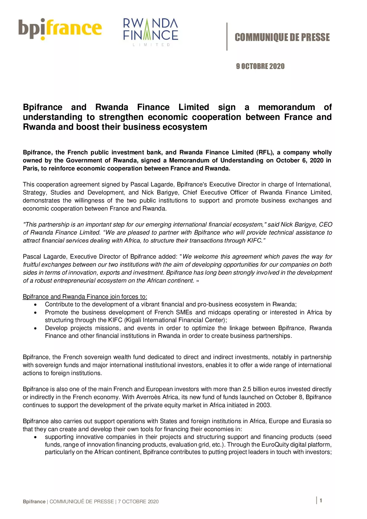 2020 10 09 – PR Bpifrance and Rwanda Finance Limited sign a memorandum of understanding-pdf