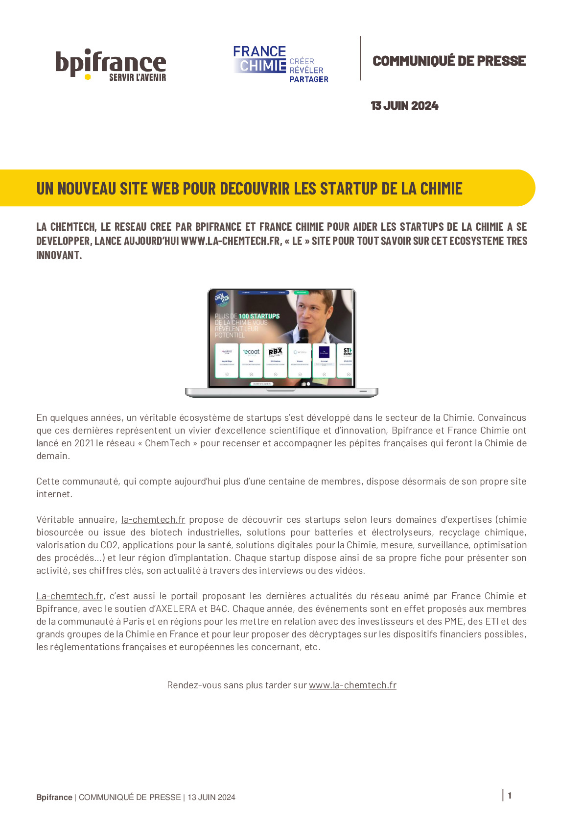 2024 06 13 – UN NOUVEAU SITE WEB POUR DECOUVRIR LES STARTUP DE LA CHIMIE
