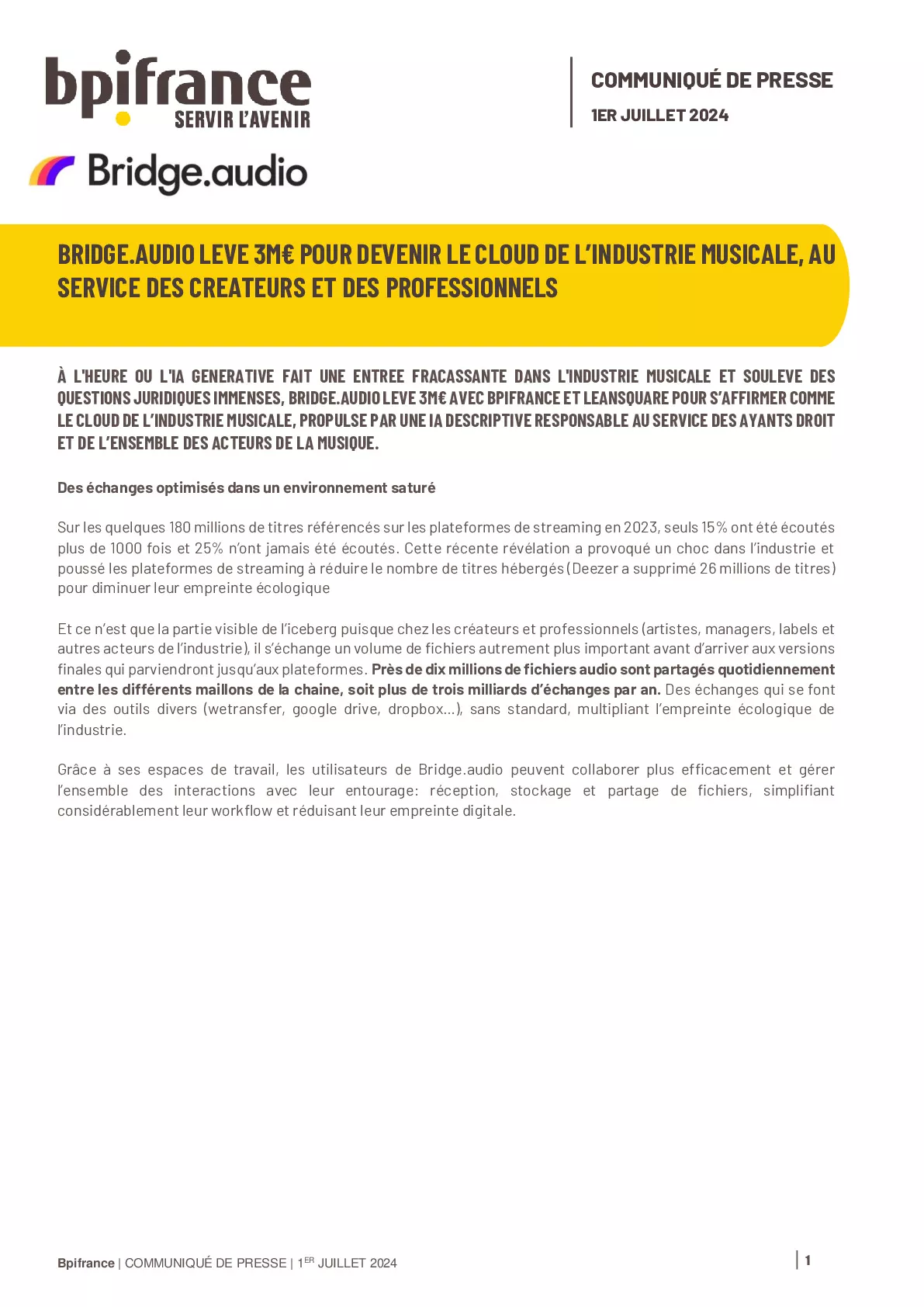 2024 07 01 – Bpifrance – Communiqué de presse – Bridge Audio