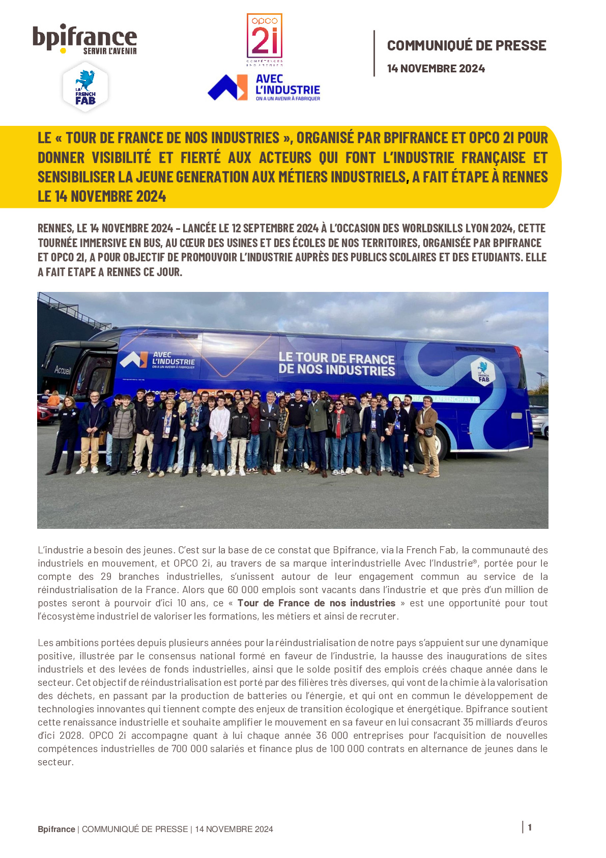 2024 11 14- Le Tour de France de nos industries, organisé par Bpifrance et OPCO 2i, fait étape à Rennes