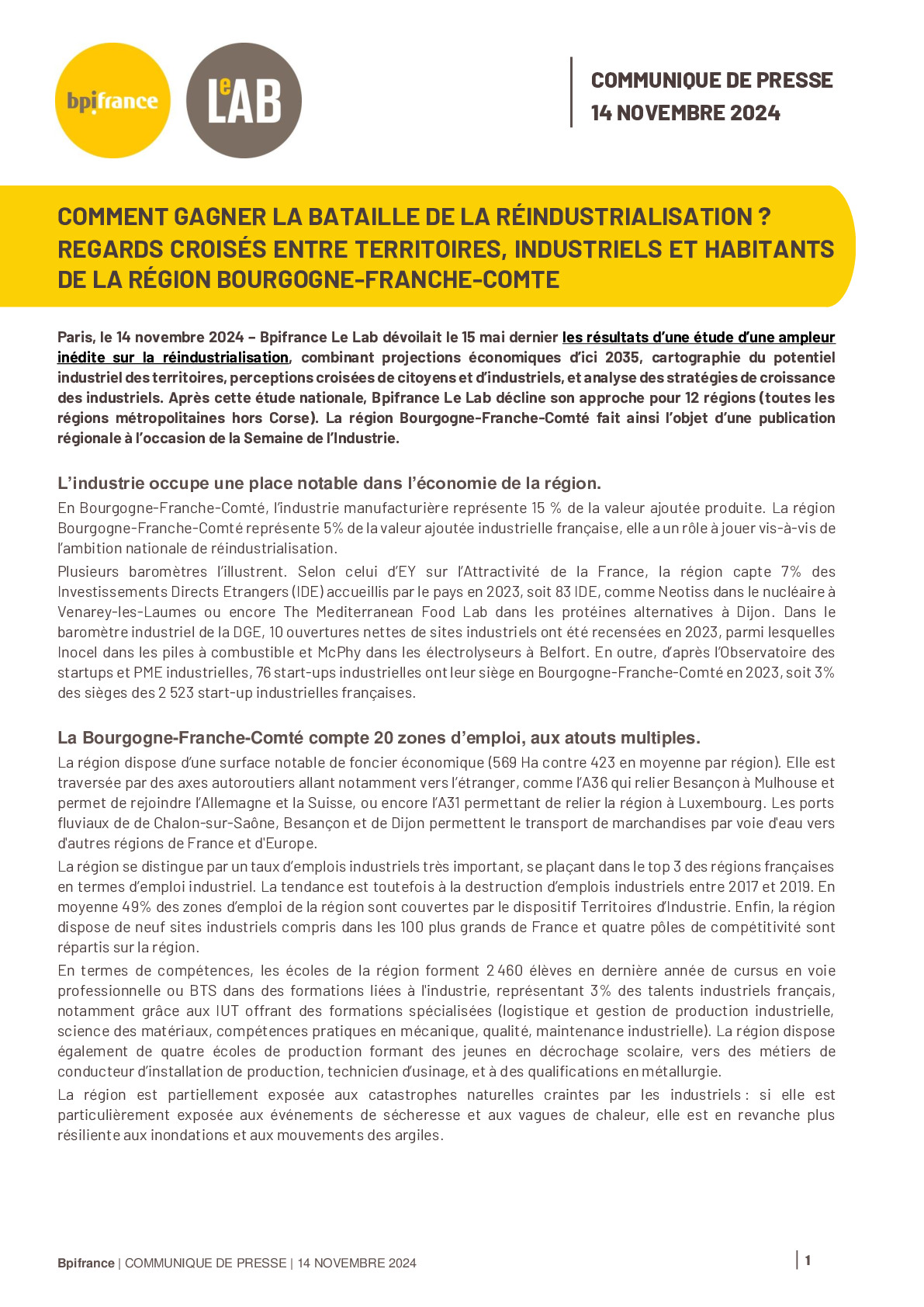 CP Bpifrance Le Lab – Industrie et Territoires_BFC