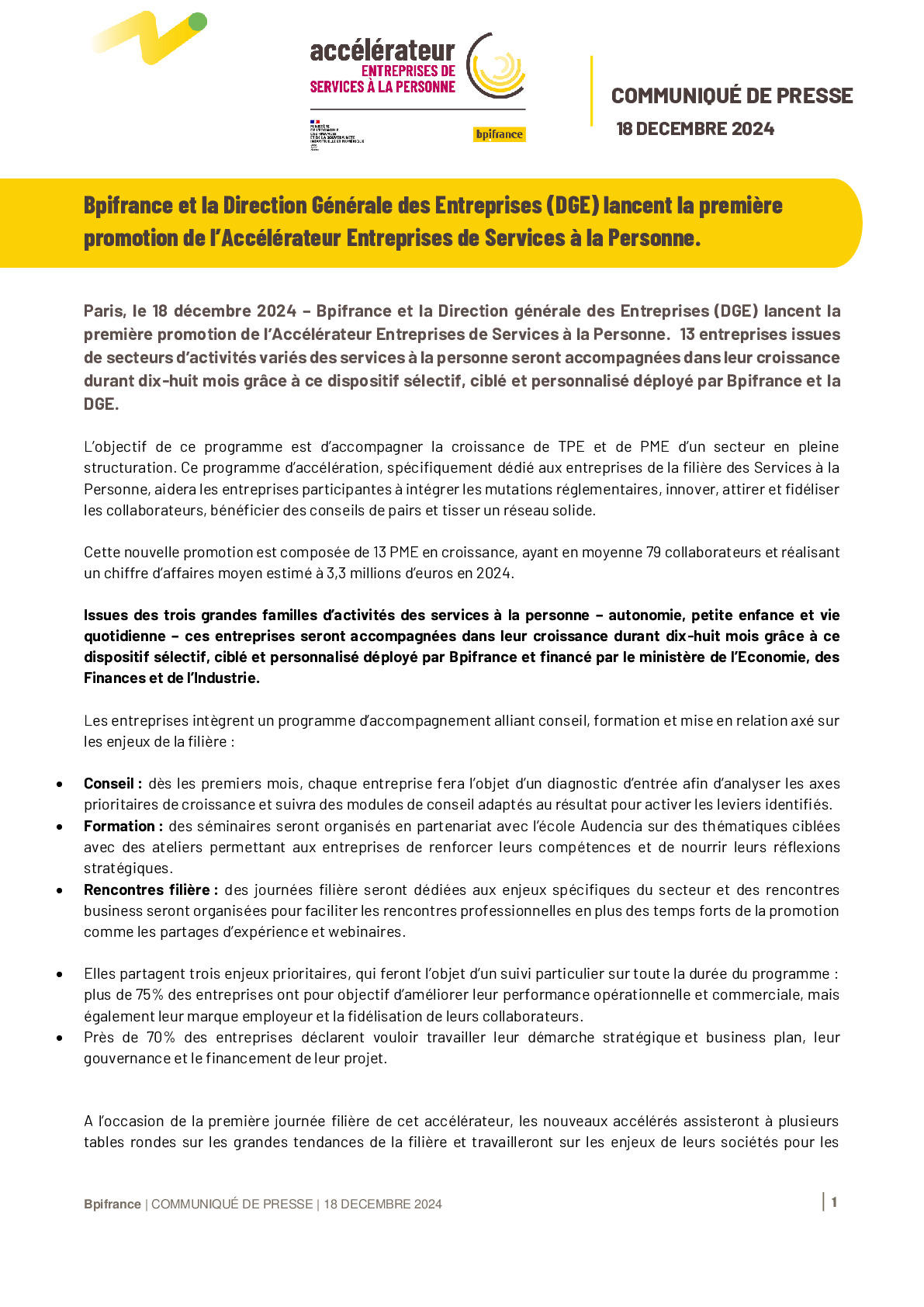 2024 12 18 – Dans le cadre du plan France 2030 piloté par le Secrétariat général pour l’investissement, Bpifrance et la Direction Générale des Entreprises lancent la pr