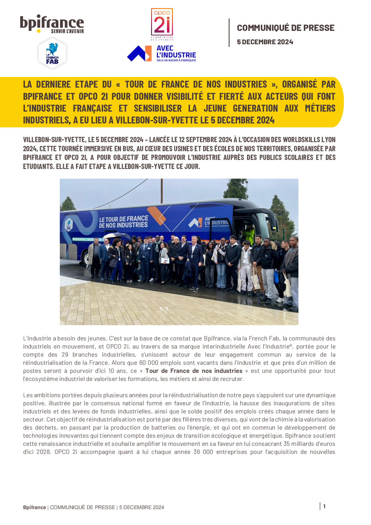 2024 12 05 – Le Tour de France de nos industries, organisé par Bpifrance et OPCO 2i, fait étape dans l’Essonne