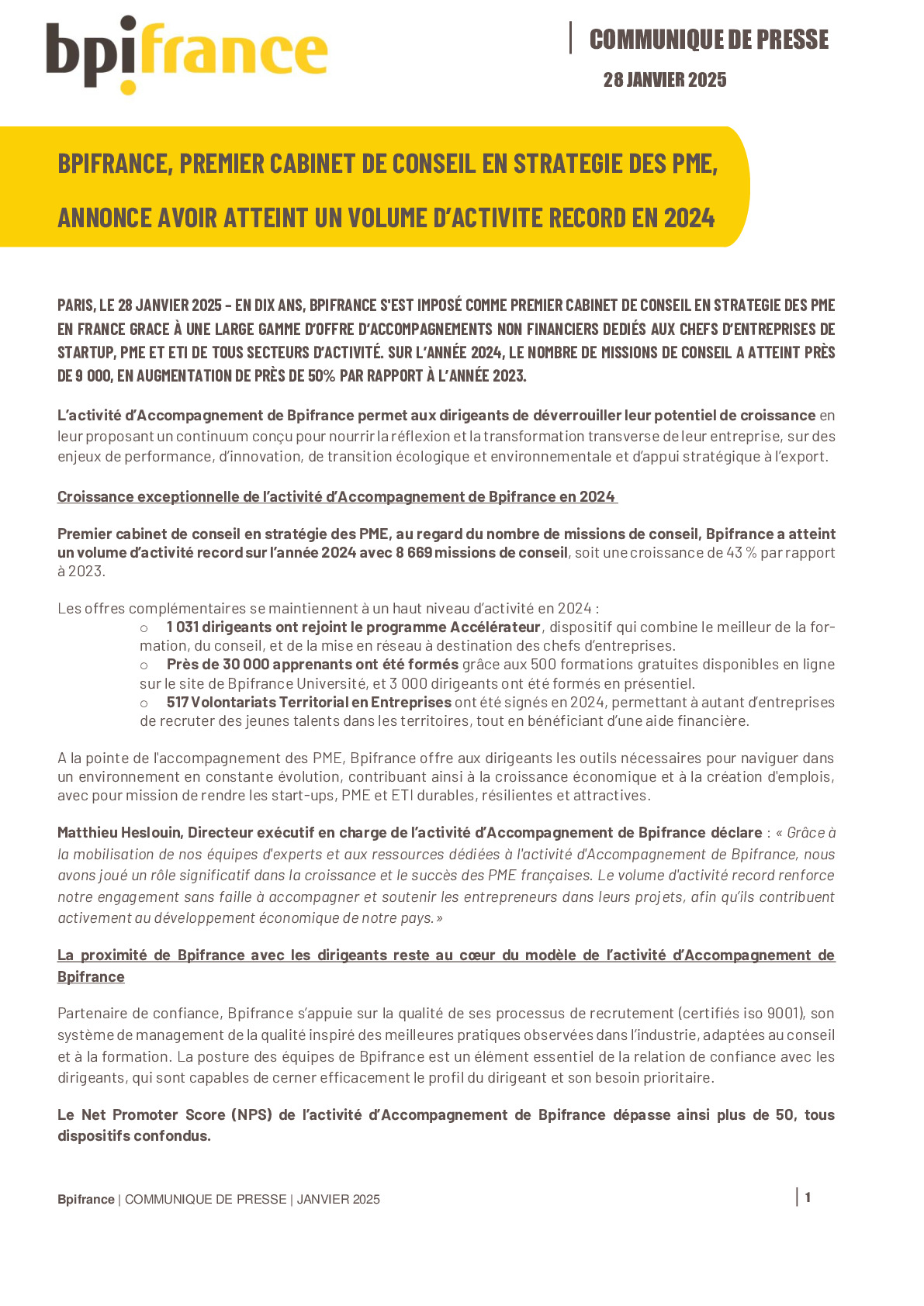 2025 01 28 – Bpifrance premier cabinet de conseil en stratégie des PME annonce avoir atteint un volume d’activité record en 2024 vdef