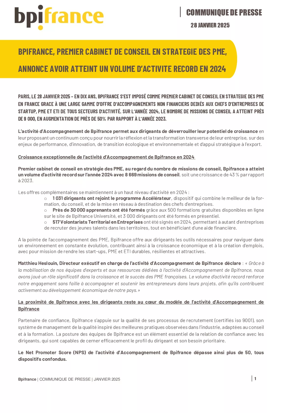 2025 01 28 – Bpifrance premier cabinet de conseil en stratégie des PME annonce avoir atteint un volume d’activité record en 2024 vdef