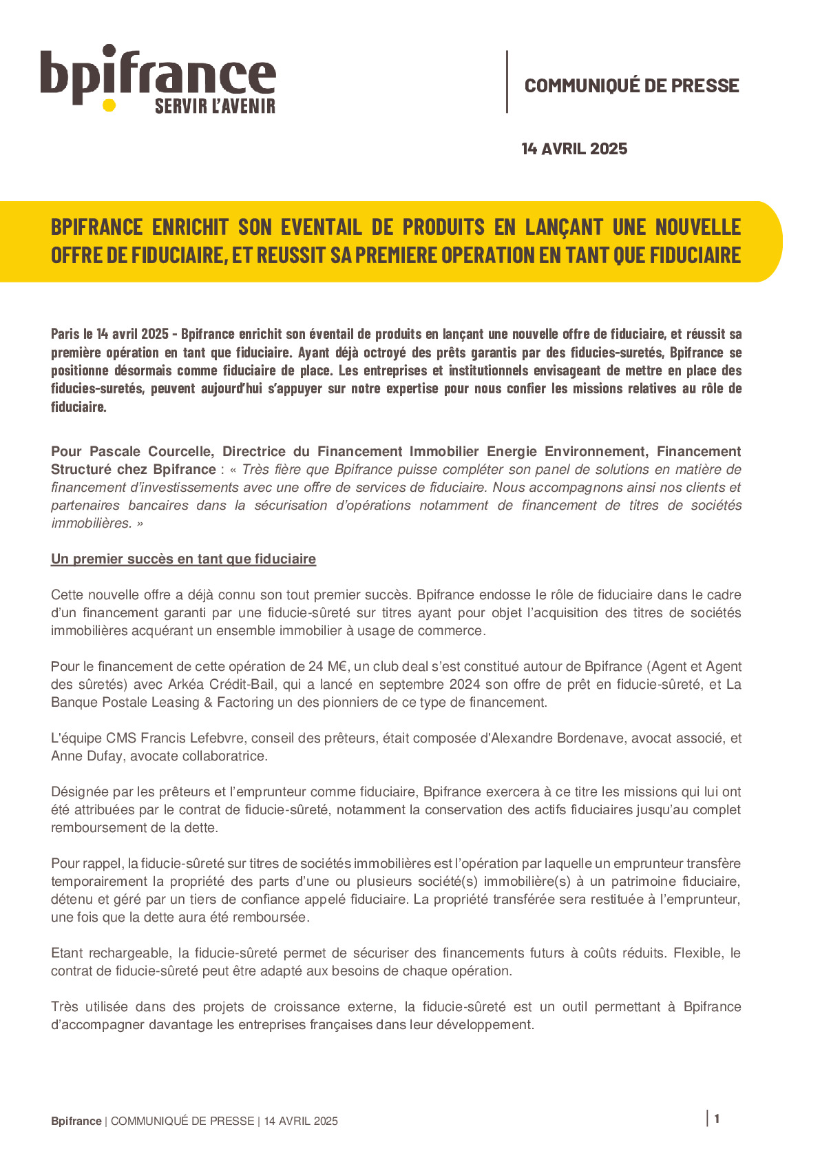 2025 04 15 – CP Bpifrance lancement activité fiduciaire