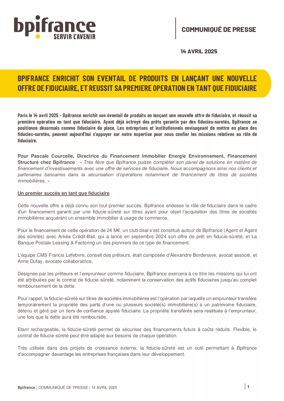 2025 04 15 – CP Bpifrance lancement activité fiduciaire