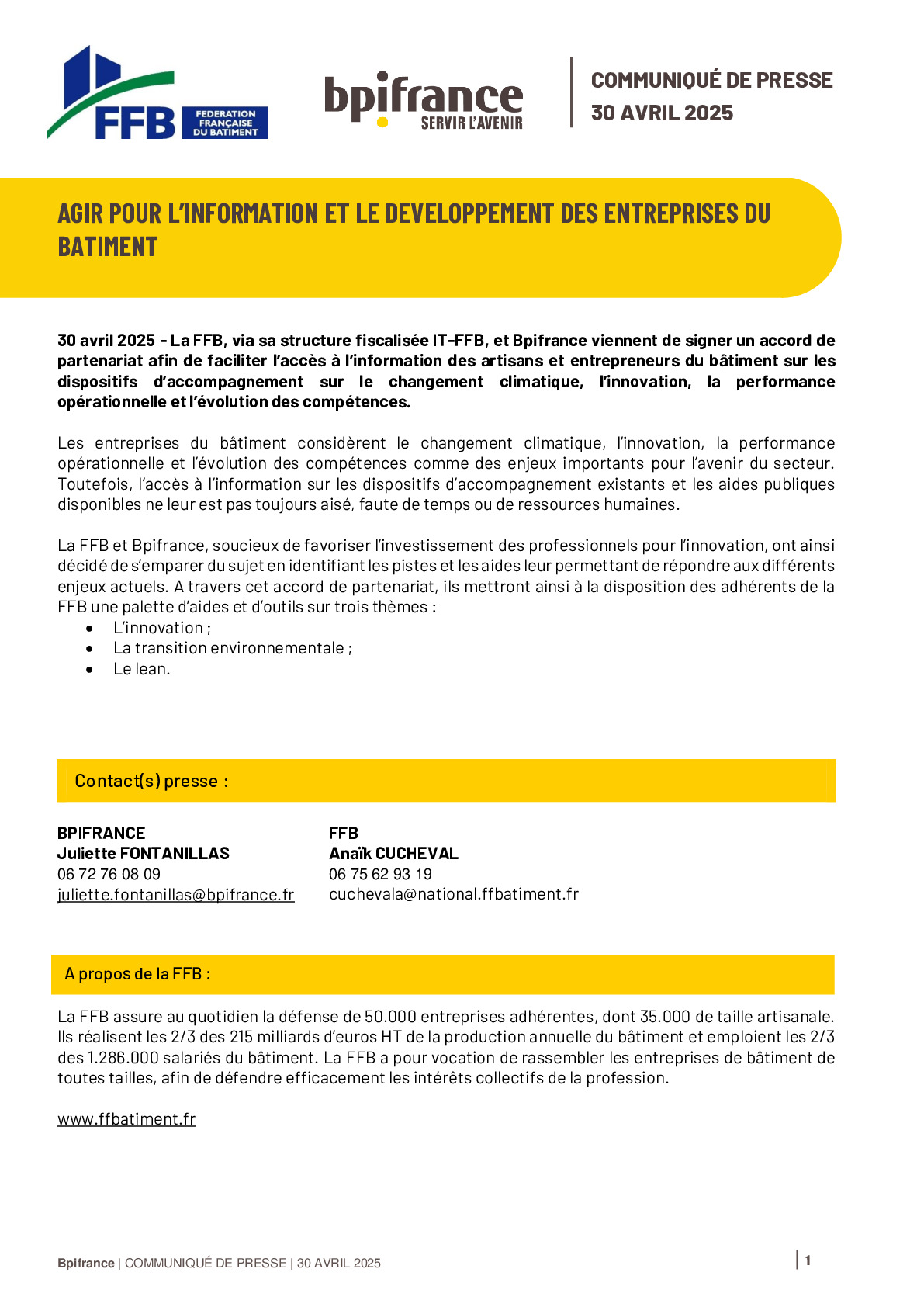 CP FBB x Bpifrance – Agir pour l’information et le développement des entreprises du bâtiment