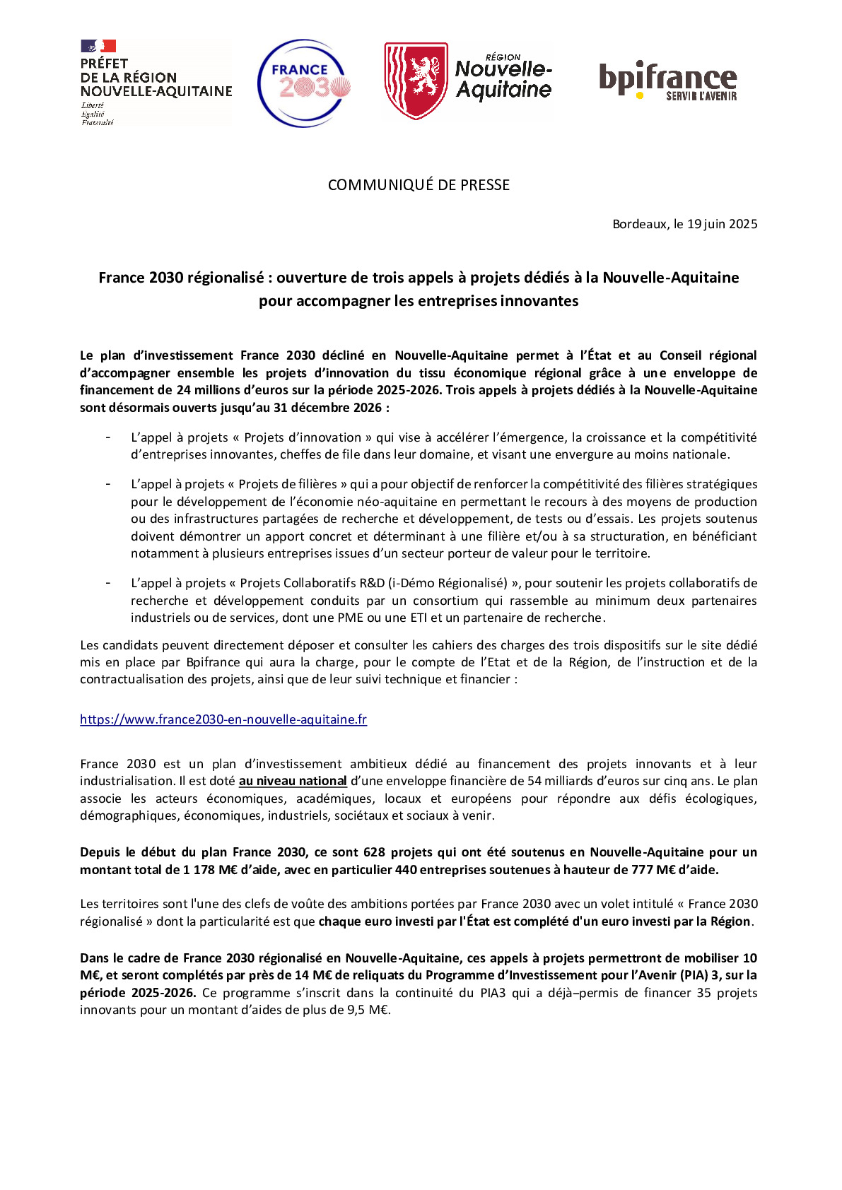 2025 06 19 COMMUNIQUÉ DE PRESSE France 2030 Nouvelle-Aquitaine
