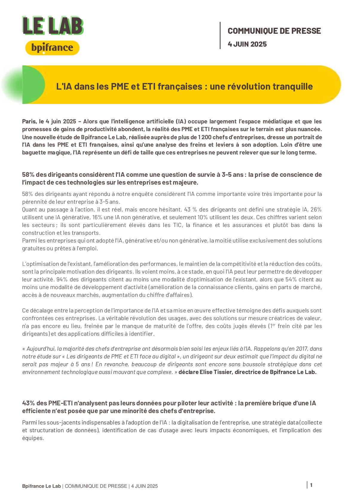 2025 06 04 – CP Bpifrance Le Lab- L’IA dans les PME et ETI françaises
