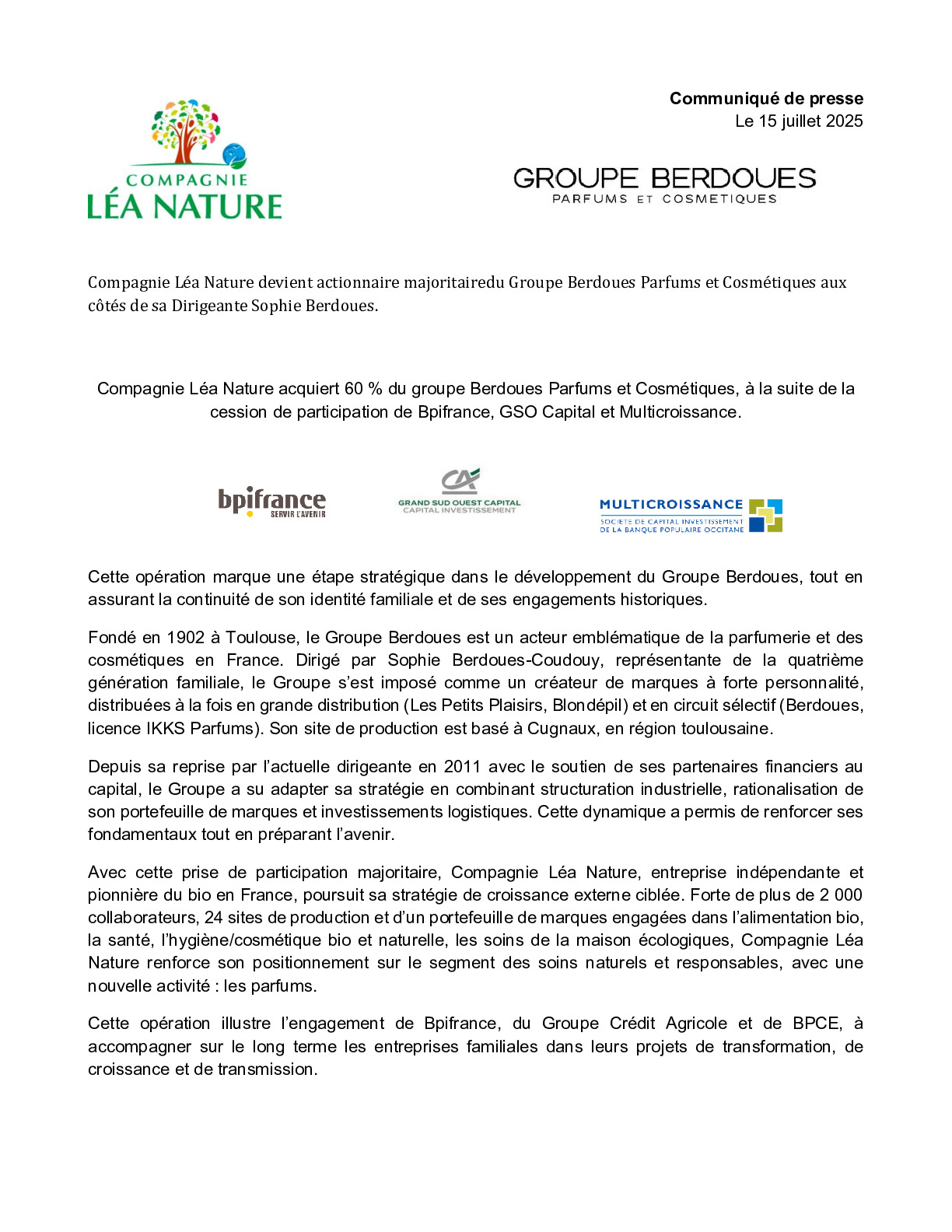 CP Berdoues Compagnie Léa Nature 100725