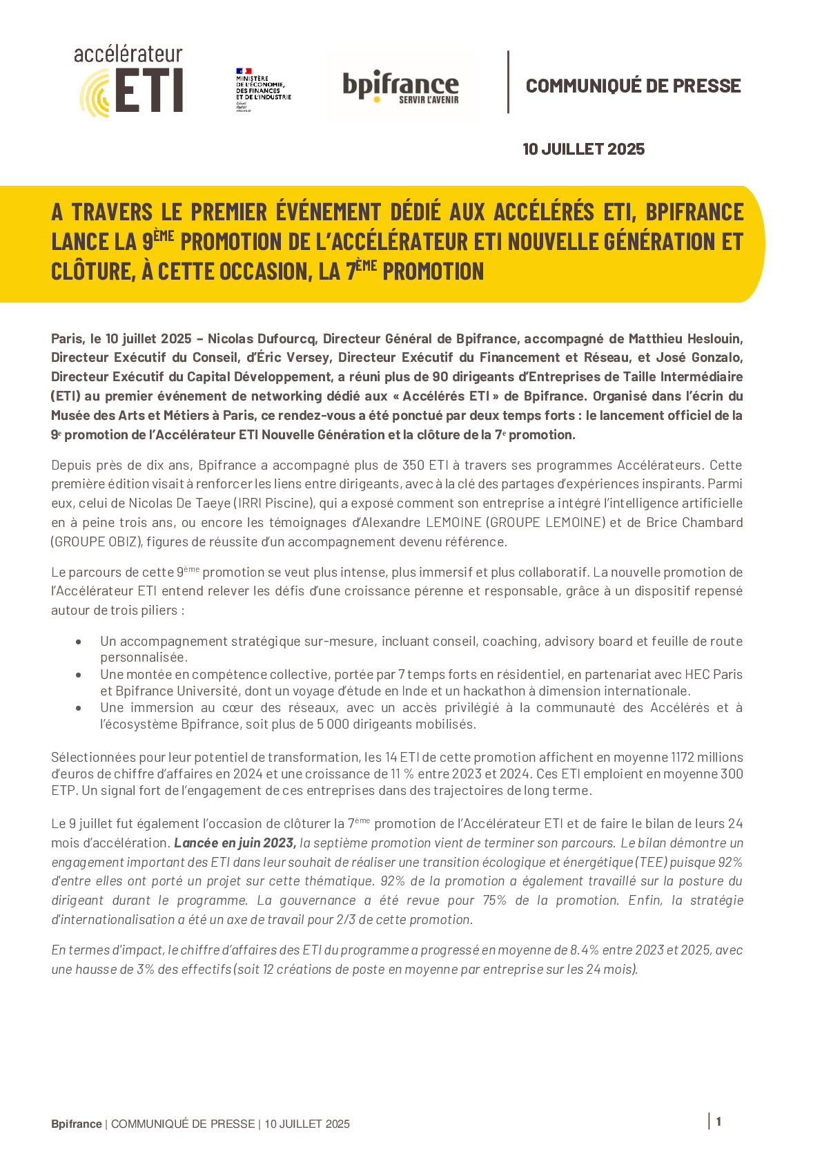 2025 07 10 – Communiqué de presse – Lancement ETI 9
