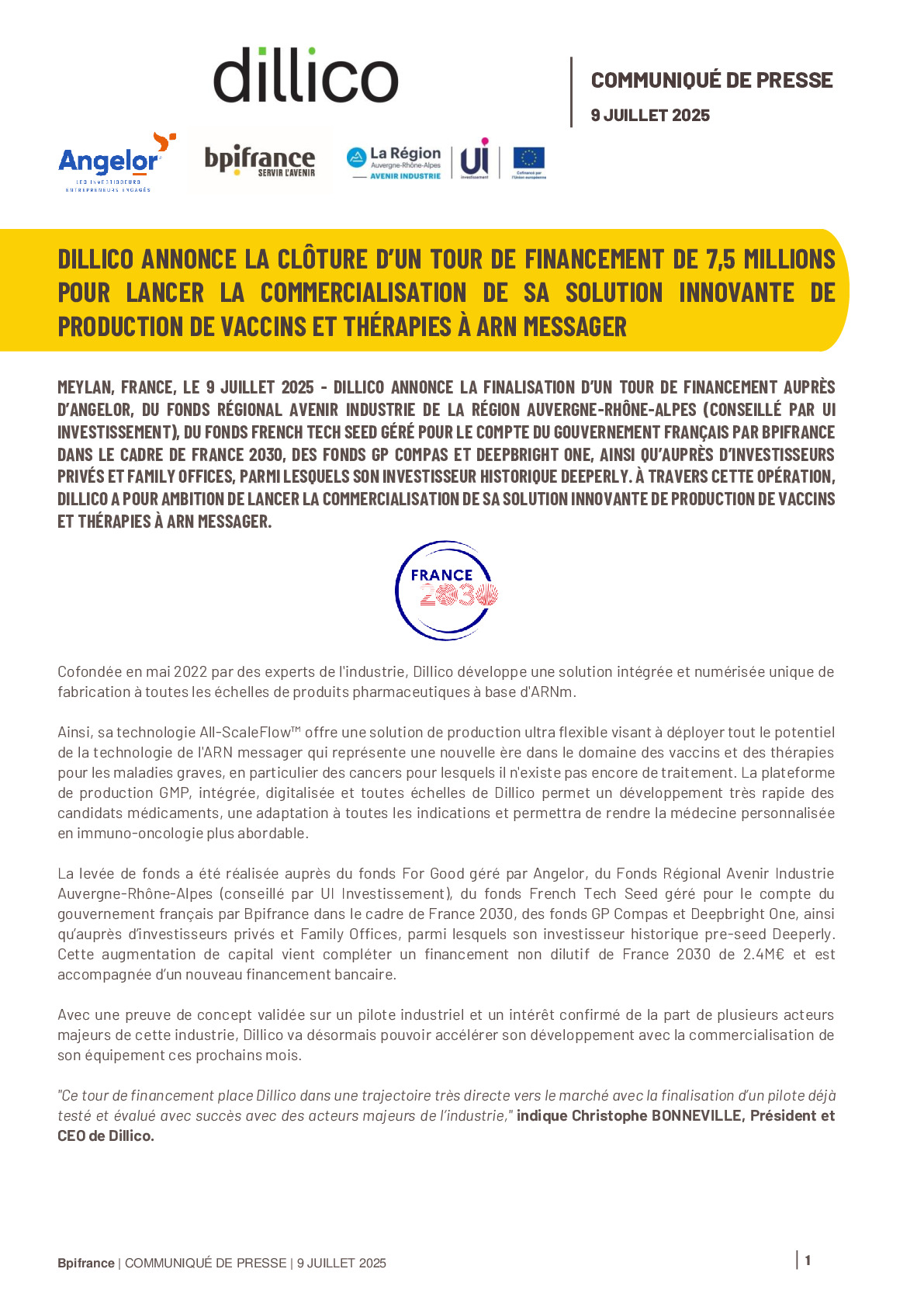 2025 07 09 – Dillico annonce la clôture d’un tour de financement de 7,5 millions
