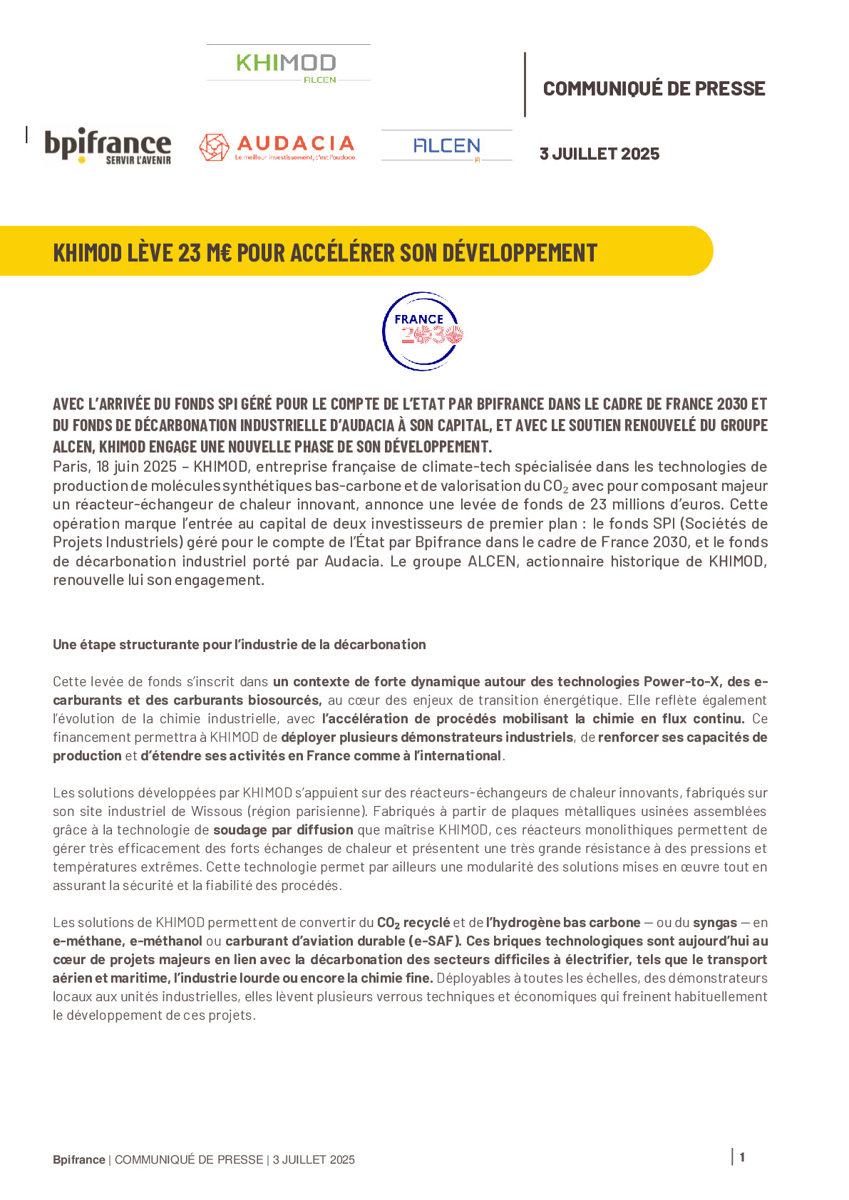 2025 07 03 CP – KHIMOD lève 23 M€ pour accélérer son développement