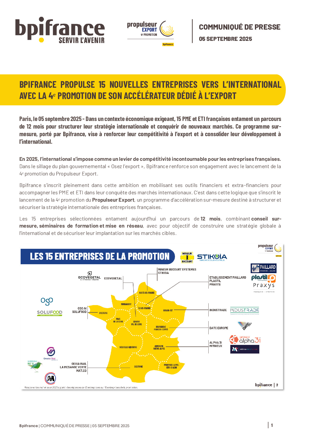 CP Bpifrance – Lancement 4ème promotion de l’Accélérateur Propuleur Export