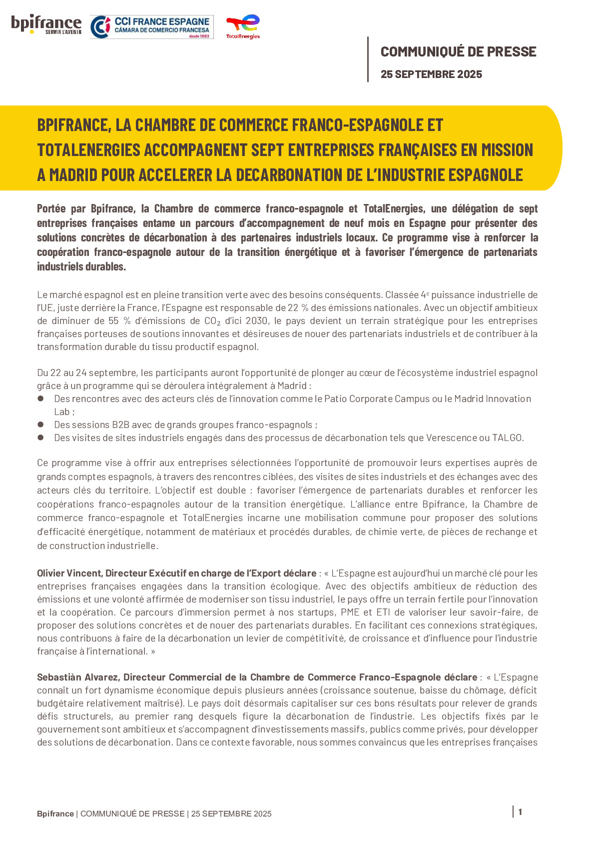CP PBI Décarbonation Espagne 2025